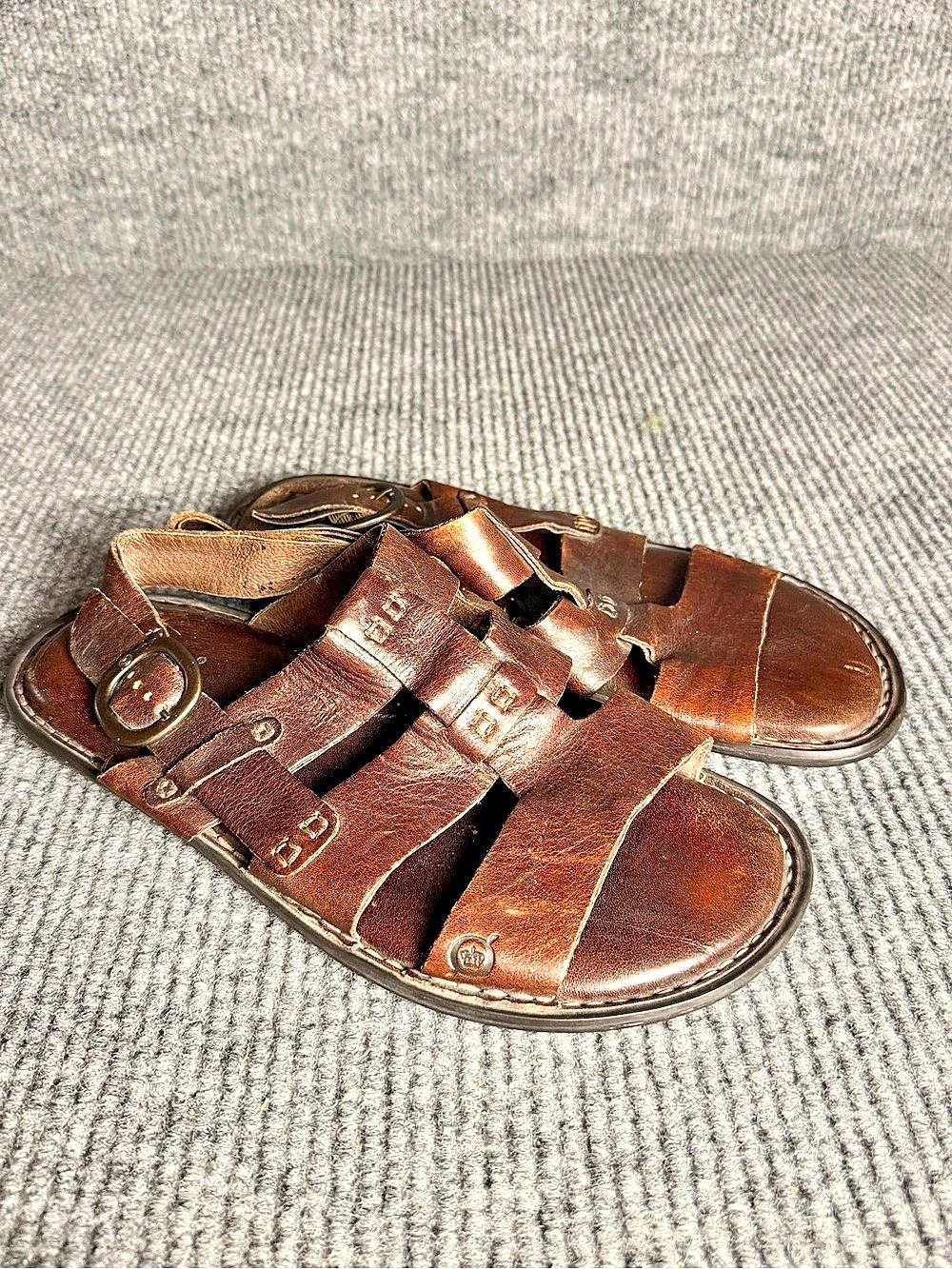 Vintage Børn Brown Leather Fisherman Sandals Men’s Size 10